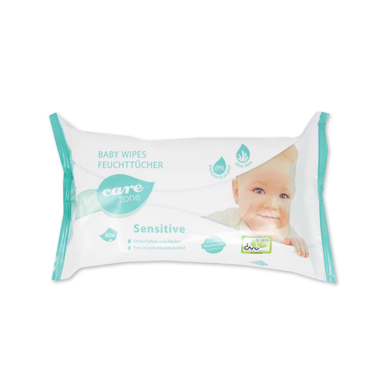 Care Zone Babywipes Sensitive Reinigungstücher, Flowpack mit 80 Tüchern