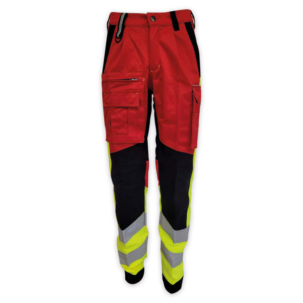Hose Dynamic Komfort, rot/neongelb/schwarz, mit Stretcheinsätzen