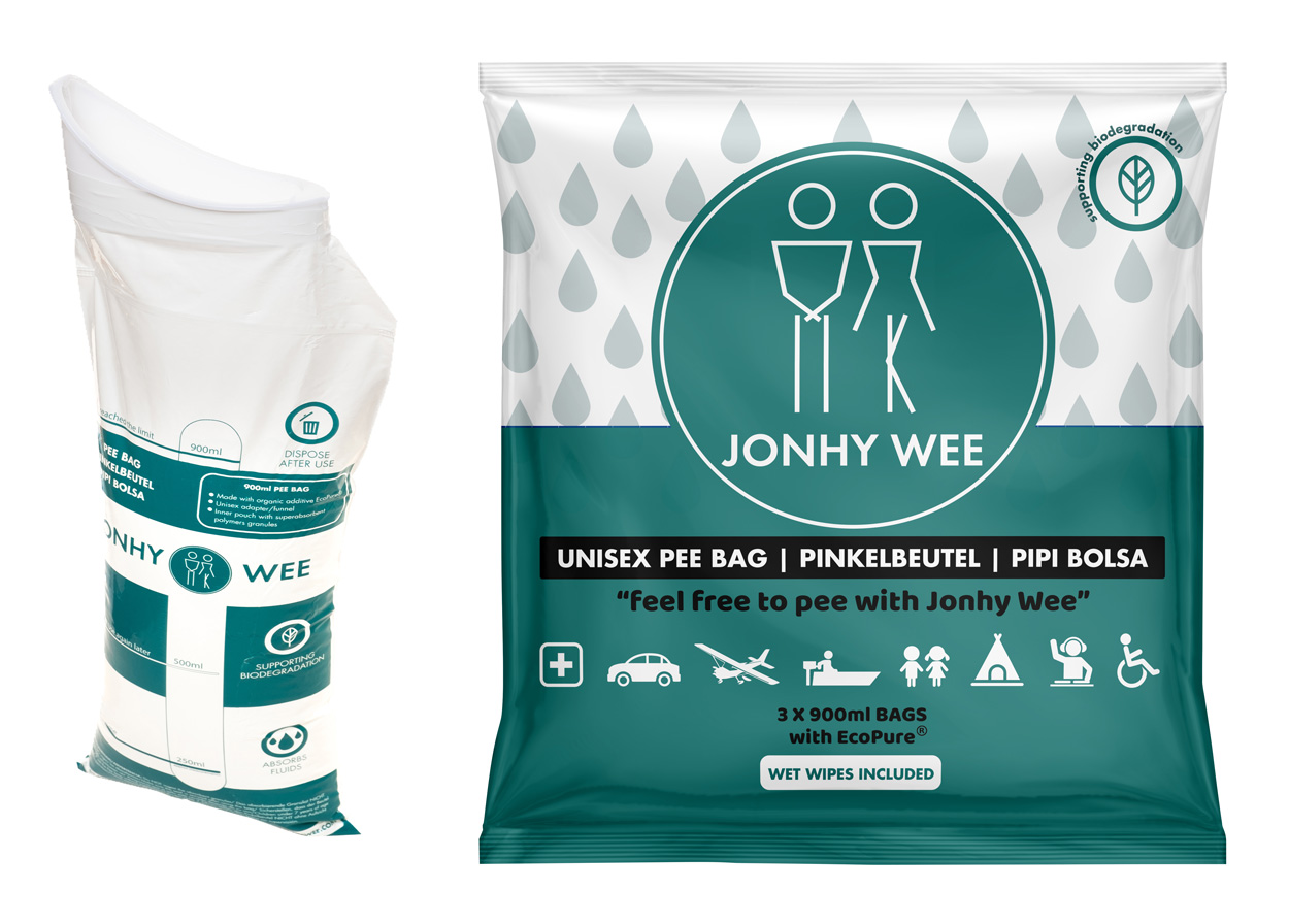 Jonhy Wee Unisex Pinkelbeutel, 900 ml - Packung à 3 Beutel