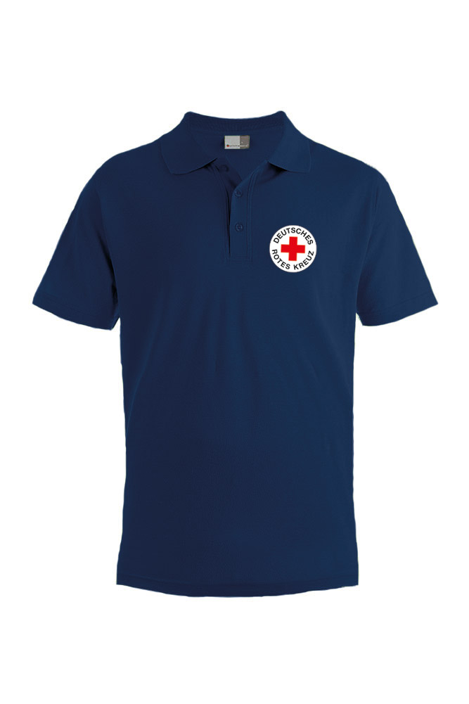 Poloshirt blau mit gesticktem DRK Rundlogo