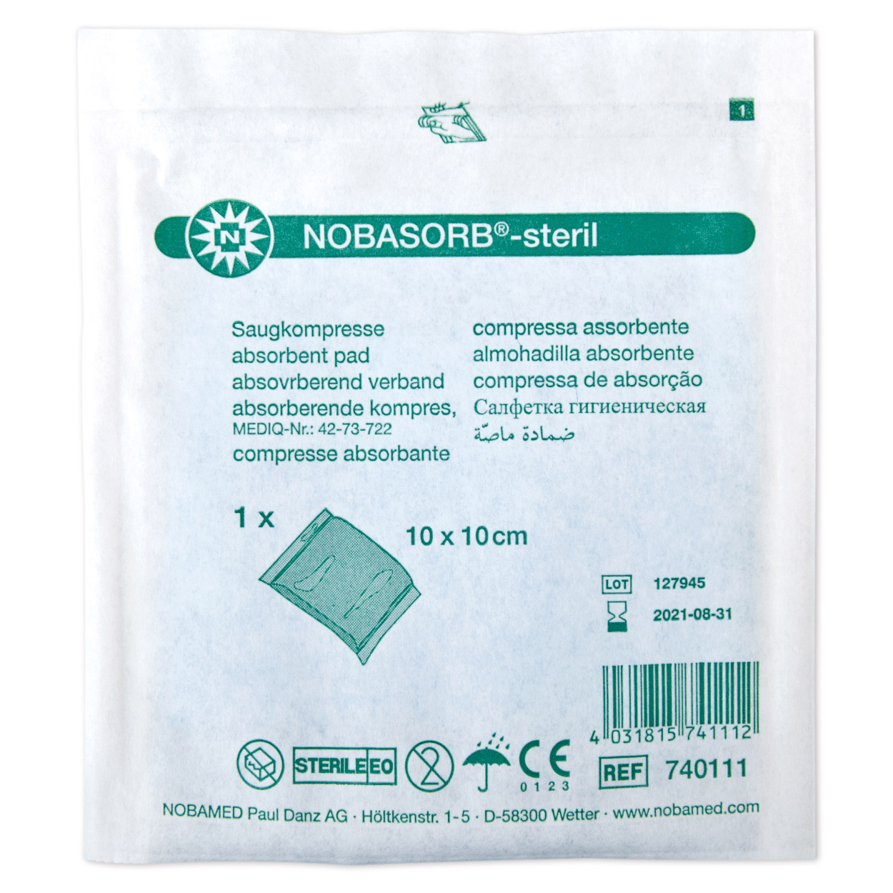 NOBASORB-steril Wundkompresse, 10 x 10 cm - Packung à 25 Stück