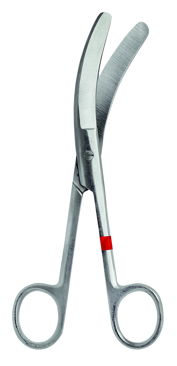 Nabelschnurschere, seitwärts gebogen 16.0 cm, steril in der Peel-Packung