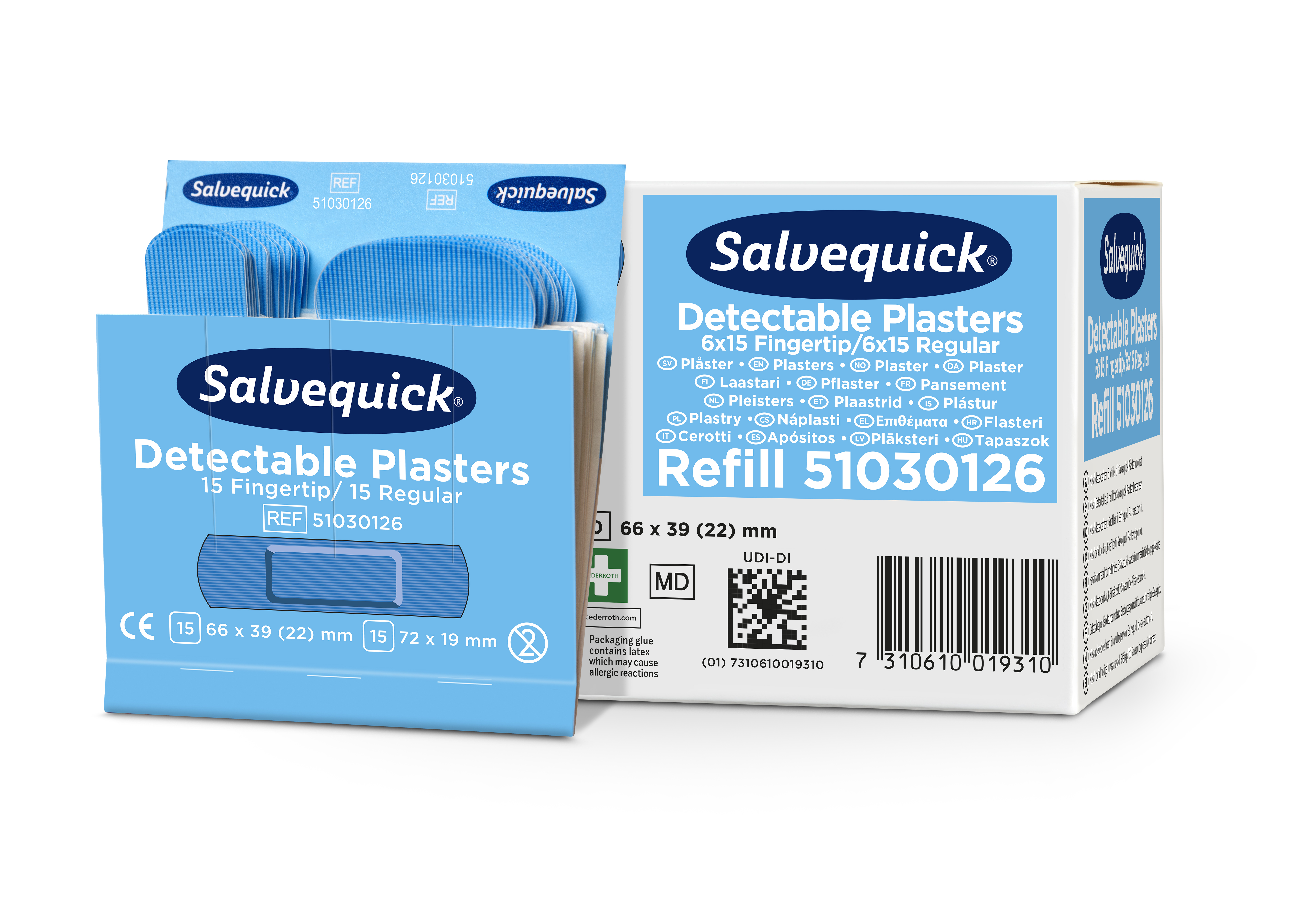 Cederroth Salvequick Detectable Pflastermix - 6 x 30 Stück